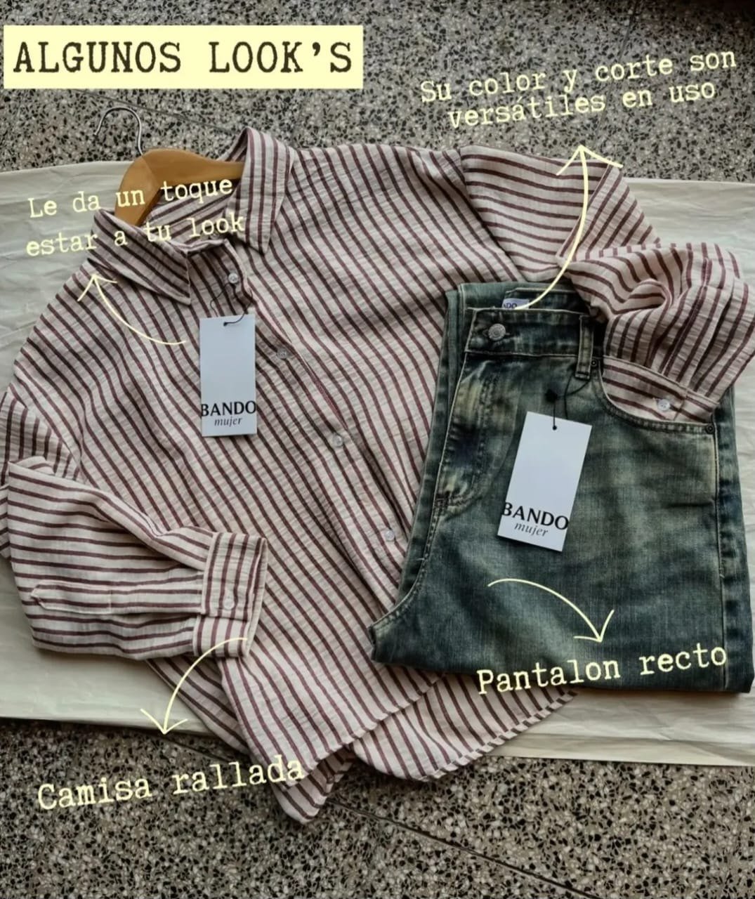 Look: camisa rayada y pantalón recto