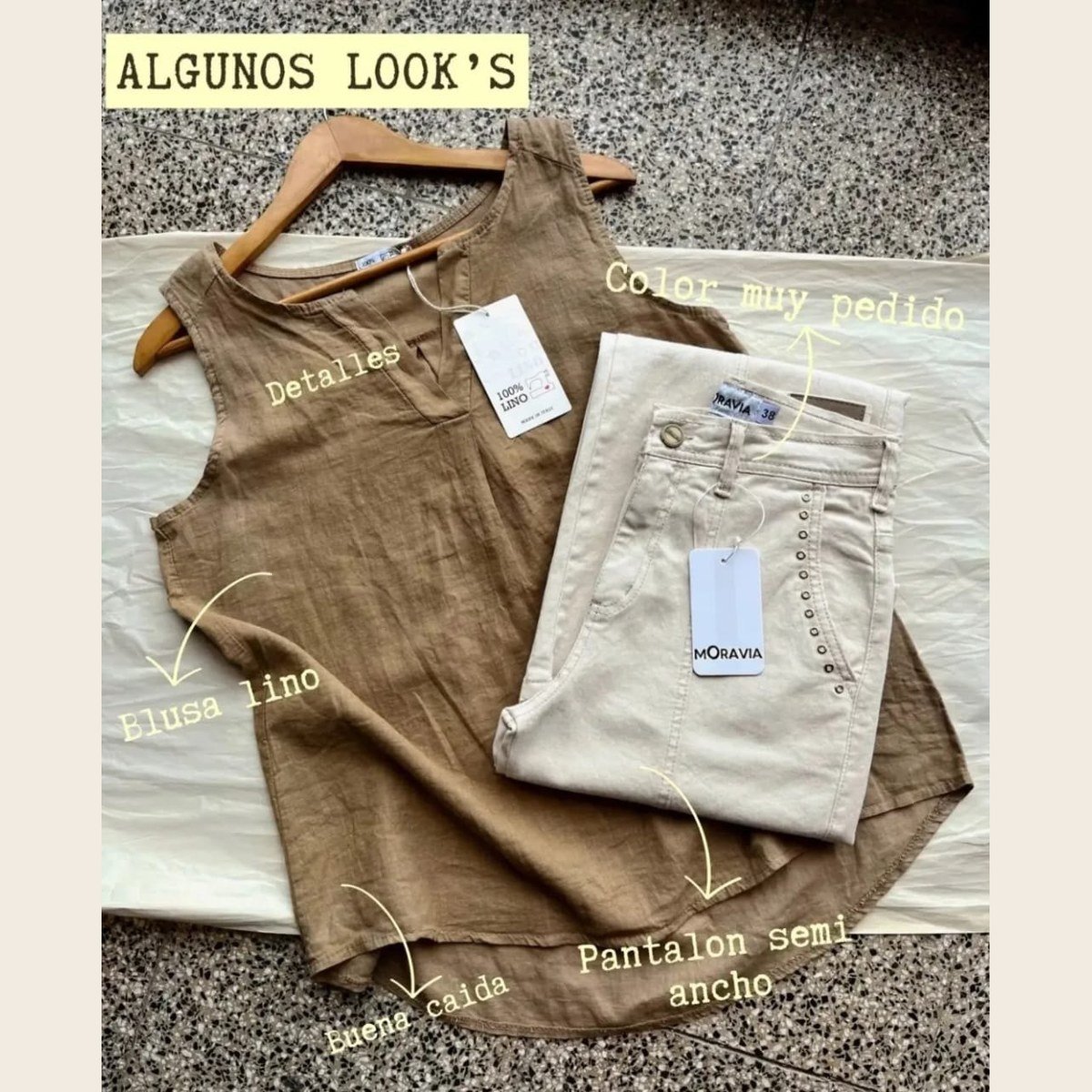 Look: blusa de lino y pantalón semi ancho en MV Pilchería